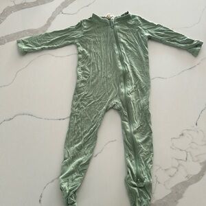 Green Kyte Baby zip up onesie with footies.